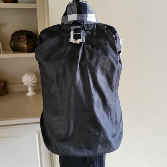 Black & White Plaid Double-Breasted Peacoat Jacket By Me Jane M - Picture 6 of 7